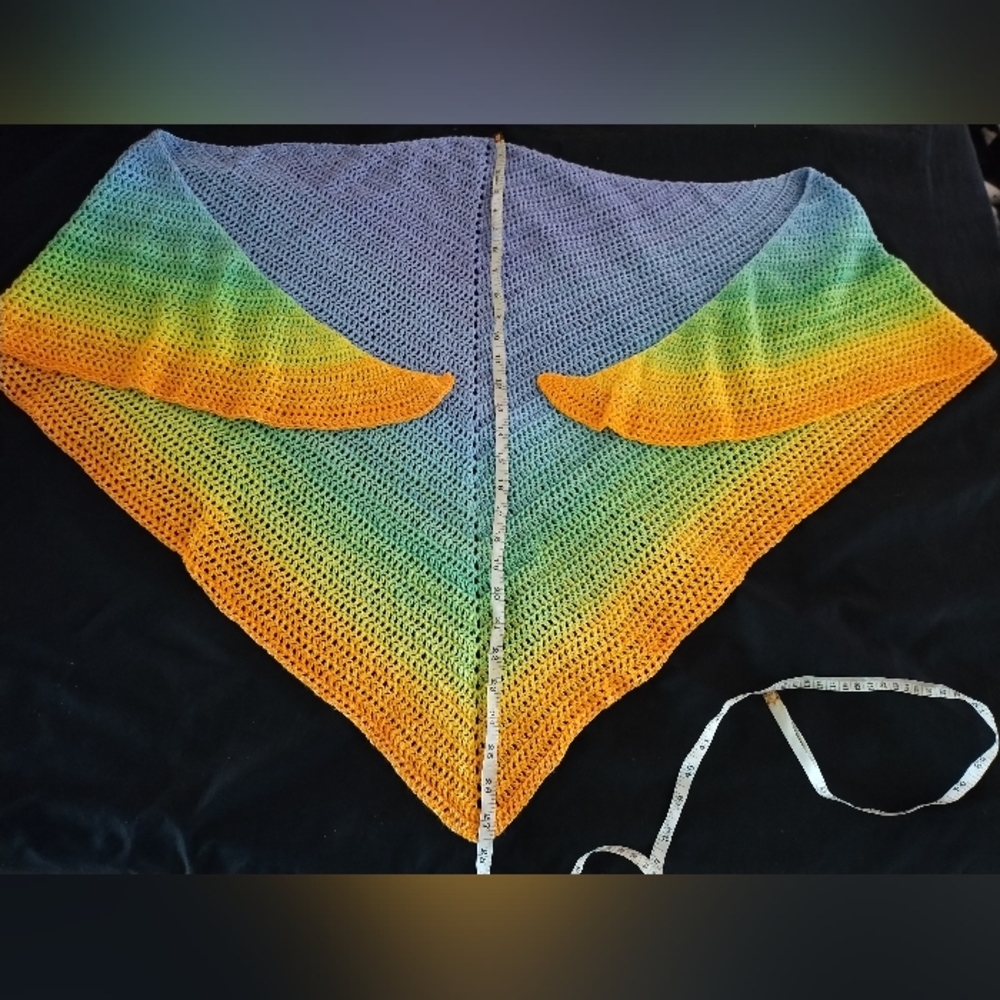 Handmade NWT Colorful Gradient Shawl Top Width is 56" Approx 28" Center Point